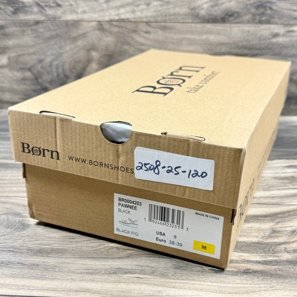 NIB Born Pawnee 8M Black Leather Strappy Comfort Lightweight Wedge Sandals - Picture 11 of 11